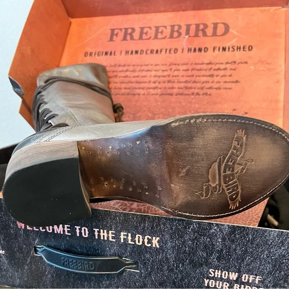 Freebird Coal Gray And Brown Boots 11 - Picture 4 of 13